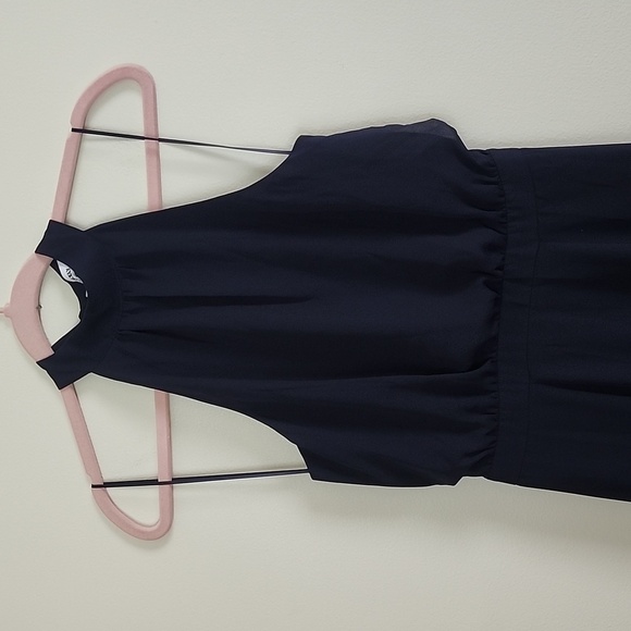 LIKELY Cameron Gown Navy Georgette Blouson Halter Maxi Dress XS - Picture 3 of 10